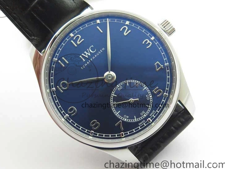 MIROTIME 0519 TimelessDesign Portuguese IW358304 ZF 1:1 Best Edition SS Blue Dial on Leather Strap A 7078